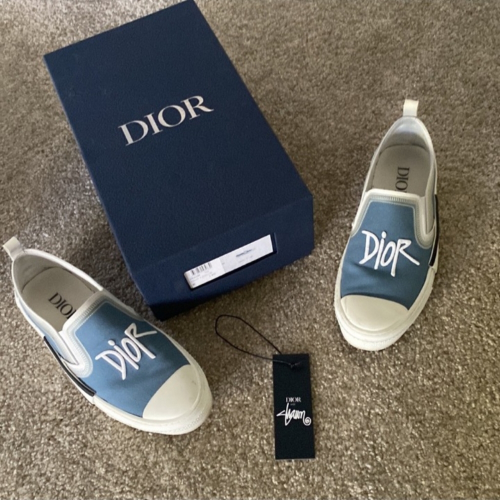 Dior Blue Canvas Sneakers with White Accents - Picture 7 of 7